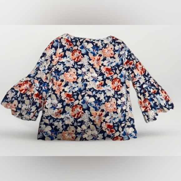 NWT Jane Delancey Boho Bell Sleeve Floral Flower Shirt 100% Cotton Blouse XL - Picture 2 of 8